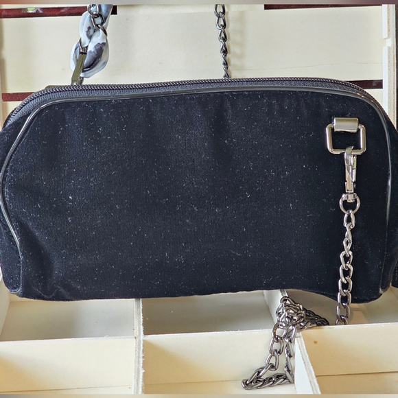 CHANEL Black Velvet Clutch W/Crossbody Chain & Twilly Added - Picture 13 of 16